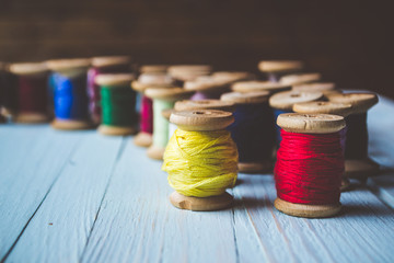 Set of reels with colorful threads
