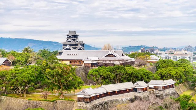 Kumamoto, Japan at Kumamoto Castle Time Lapse.