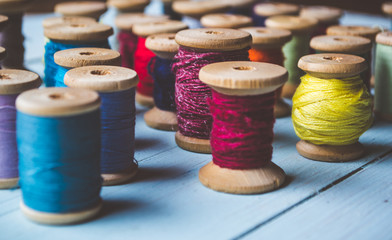 Set of reels with colorful threads