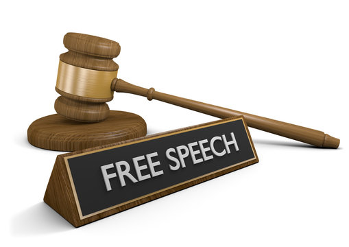 Laws for protection of free speech and free press, 3D rendering