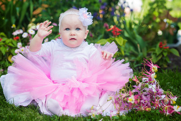 baby girl smiling outdoors