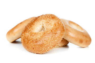 Bagels on gray background