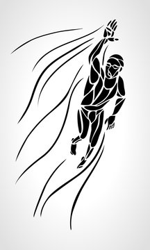 Freestyle Swimmer Silhouette. Sport swimming