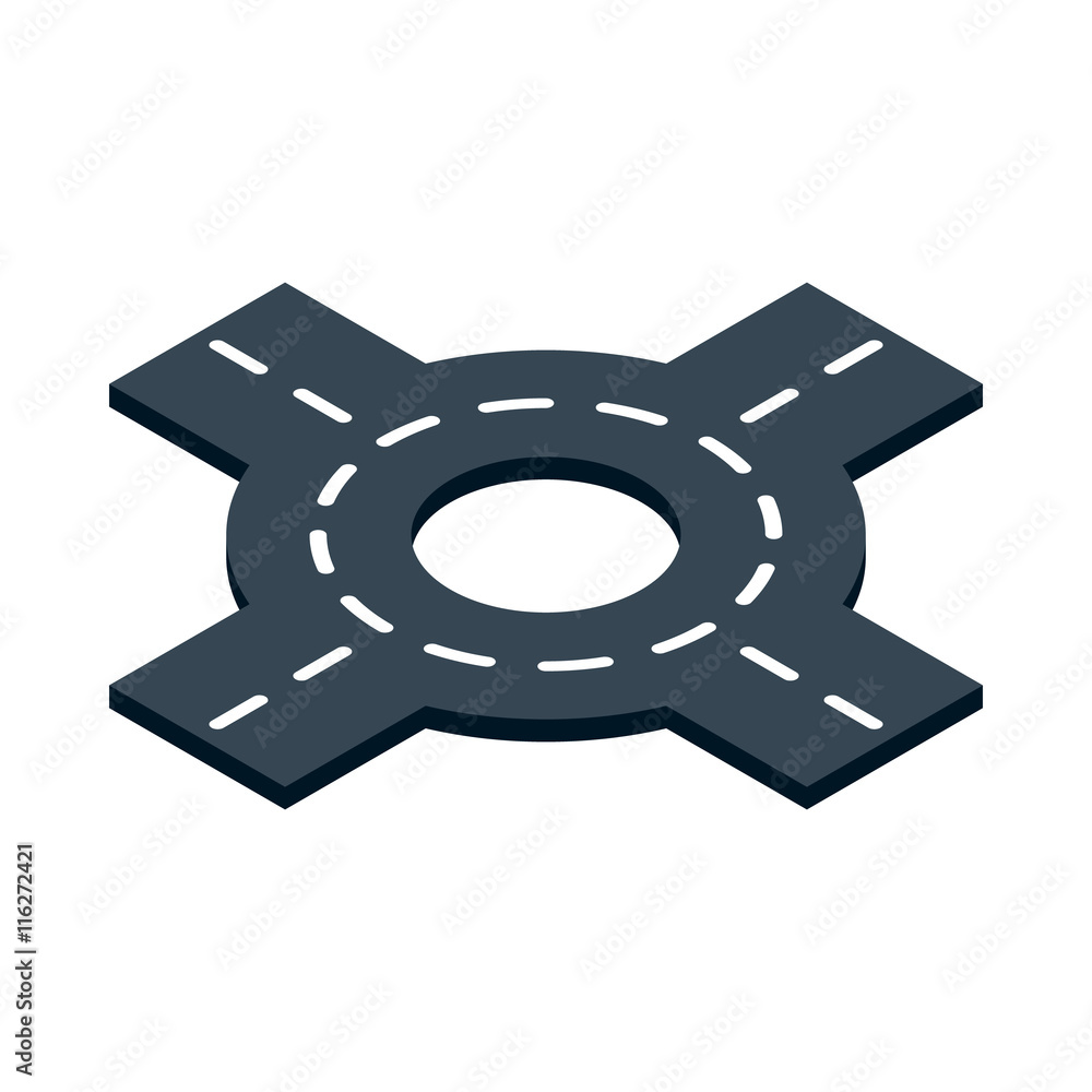 Poster circular transport interchange icon in isometric 3d style isolated on white background