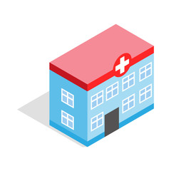 Hospital building icon in isometric 3d style isolated on white background