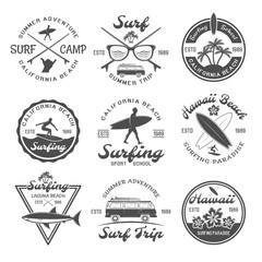 Surfing Emblem Set - obrazy, fototapety, plakaty
