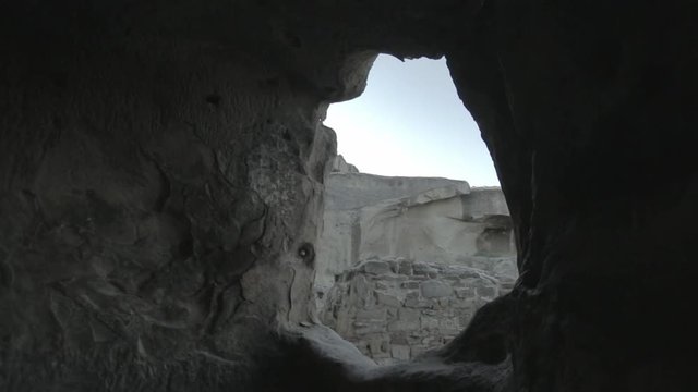 Panoramic view of Uplistsikhe, an ancient rock-hewn town near Gori in Georgia.