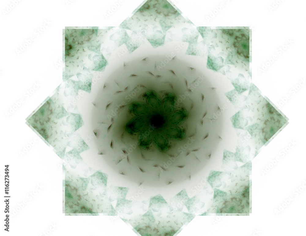 Poster particles of abstract fractal forms on the subject of nuclear physics science and graphic design. ge