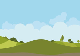 Spring Green Landscape - Background Illustration, Vector