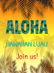Aloha, Hawaiian Party Template Invitation 