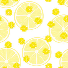 Vector illustration of lemon slices in same sizes. Pattern.