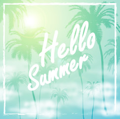 Hello summer background. Tropical palm leaves pattern, Palm Tree branche - 116274822
