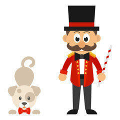 circus man and cartoon dog vector