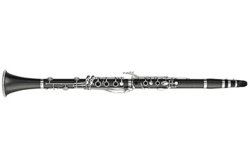 Clarinet classical woodwind instrument, top view. 3D graphic - obrazy, fototapety, plakaty