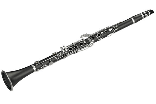 Clarinet black classical musical instrument. 3D graphic