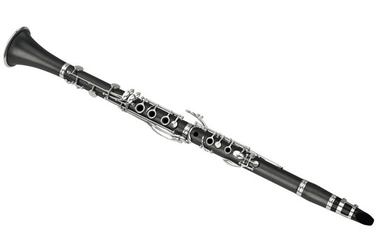 Clarinet jazz wind musical equipment. 3D graphic