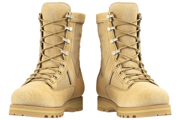 Military boots suede, front view. 3D graphic - 116276841