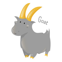 Goat isolated. Sticker for kids. Child fun icon.