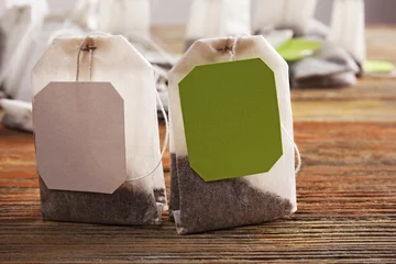 Crédence de cuisine en verre imprimé Theé Tea bags, closeup