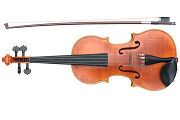 Violin classical musical equipment, front view. 3D graphic © ARTYuSTUDIO