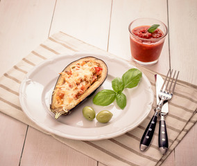 filled and grilled eggplant half
