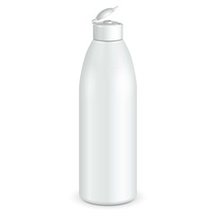 Cosmetic, Hygiene, Medical Grayscale White Plastic Bottle Of Gel, Liquid Soap, Lotion, Cream, Shampoo. Ready For Your Design. Illustration Isolated On White Background. Vector EPS10