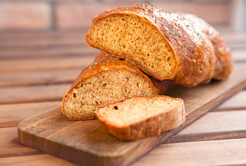 homemade bread on a wooden table