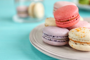 Colorful tasty macaroons, close up