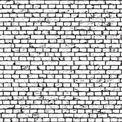 Fototapeta premium White brick wall texture, grunge background. Vector seamless pattern