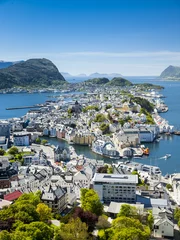 Washable wall murals Scandinavia Alesund, city on the fjords in Norway