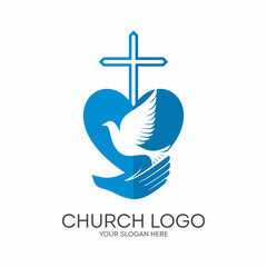 Church logo. Christian symbols. God has given us the Holy Spirit.