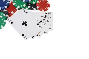 Poker playing cards and chips
