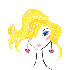 face glamorous girl cartoon