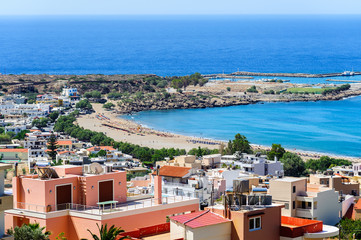Obraz premium Panorama of Paleochora town, located in western part of Crete island