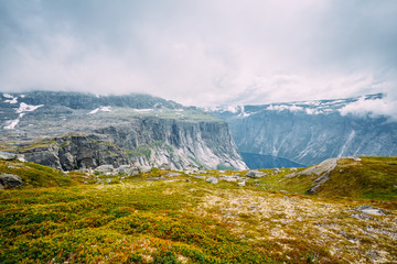 Fototapeta premium Mountains Landscape with Blue Sky in Norway. Scandinavia.