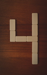 number four laid out the domino chips
