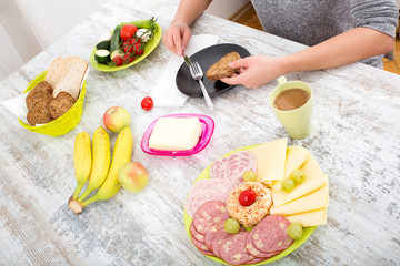 A woman's hand with food
