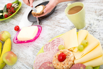 A woman's hand with food