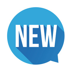 New label speech bubble blue