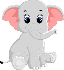 Cute elephant cartoon sitting