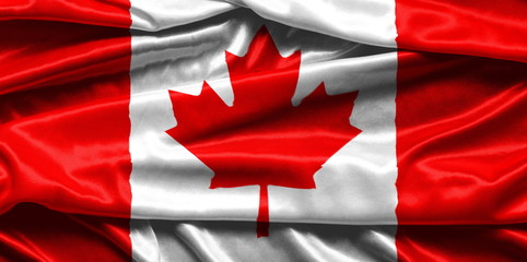 Closeup of rippled Canadian flag