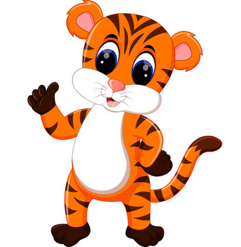 Cute tiger cartoon giving thumb up