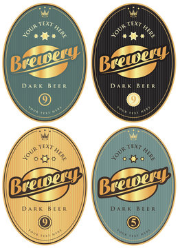 set of vector labels for beer and brewery in retro style