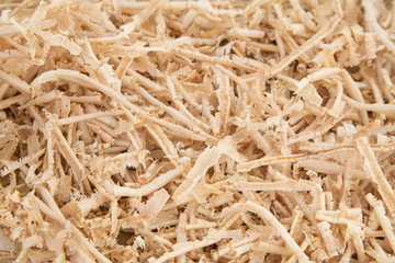 Pile of sawdust and wood shavings