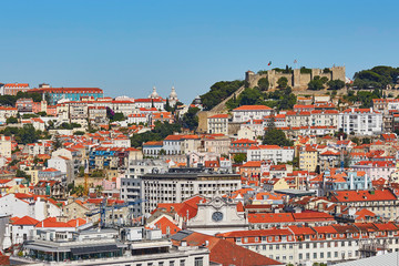 Fototapeta na wymiar Aerial scenic view of central Lisbon, Portugal