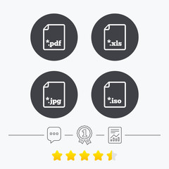 Document signs. File extensions symbols.