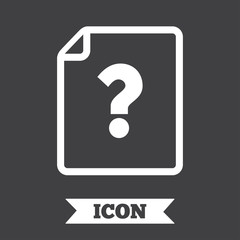 File document help icon. Question mark symbol.