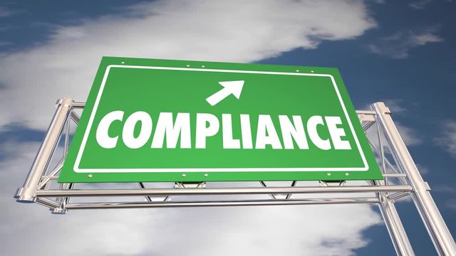 Compliance Follow Rules Road Freeway Sign Word 3d Animation