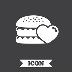 Hamburger icon. Burger food symbol.