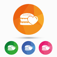 Hamburger icon. Burger food symbol.